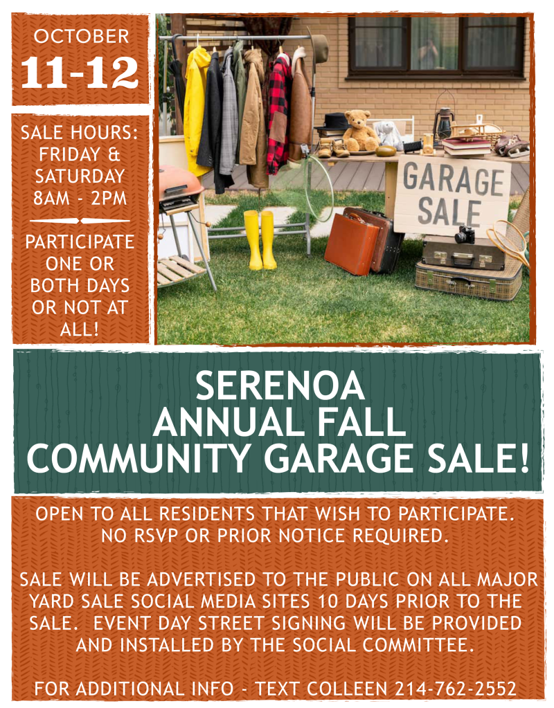 Serenoa FALL GARAGE SALE 2024 FEATURE FLYER